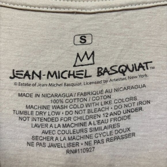 Jean Michel Basquiat Crown King Design Biege T-Shirt Small - Picture 4 of 4